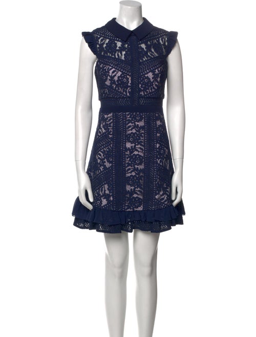 Three Floor Lace Pattern Mini Dress