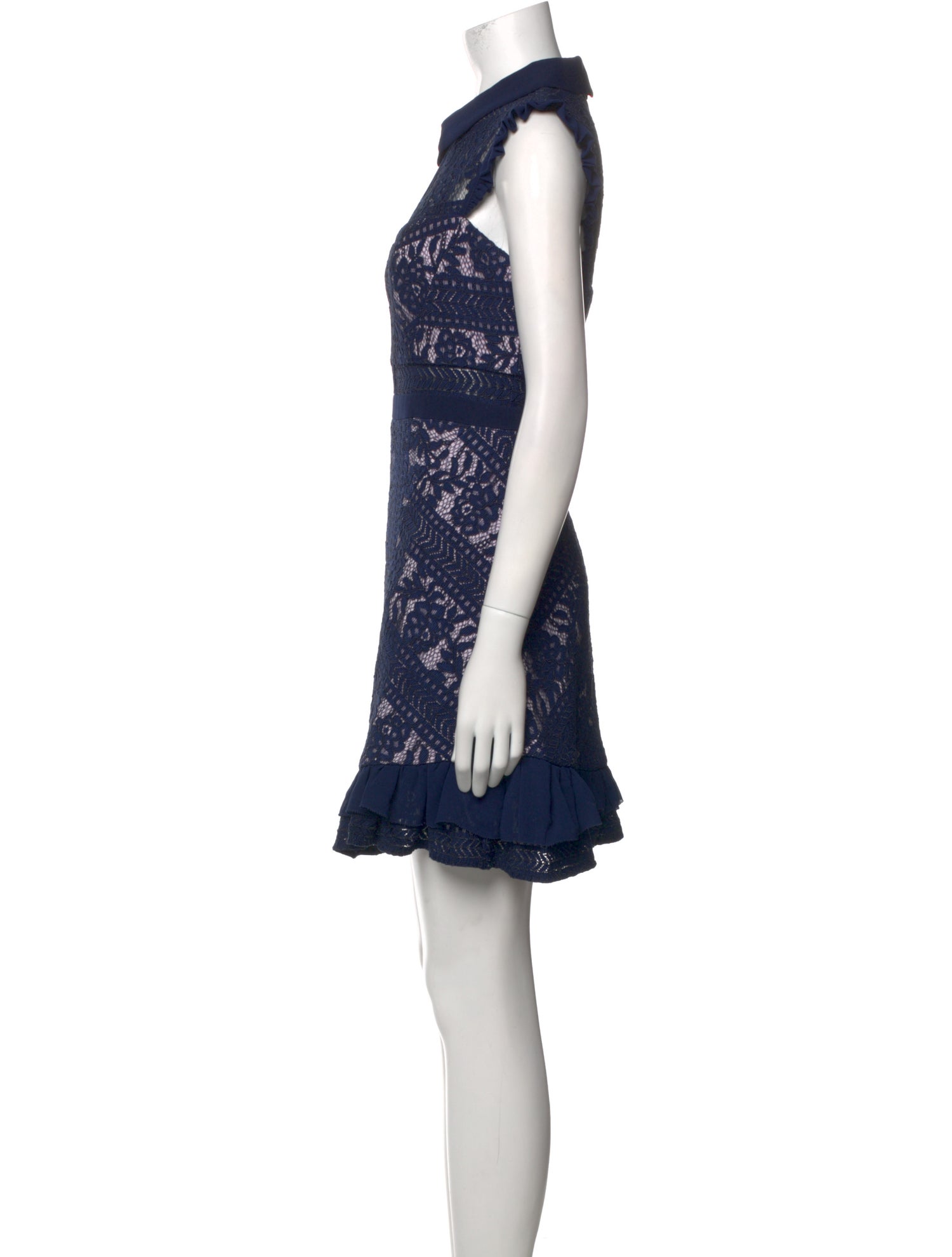 Three Floor Lace Pattern Mini Dress