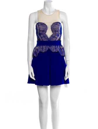 Three Floor Lace Pattern Mini Dress