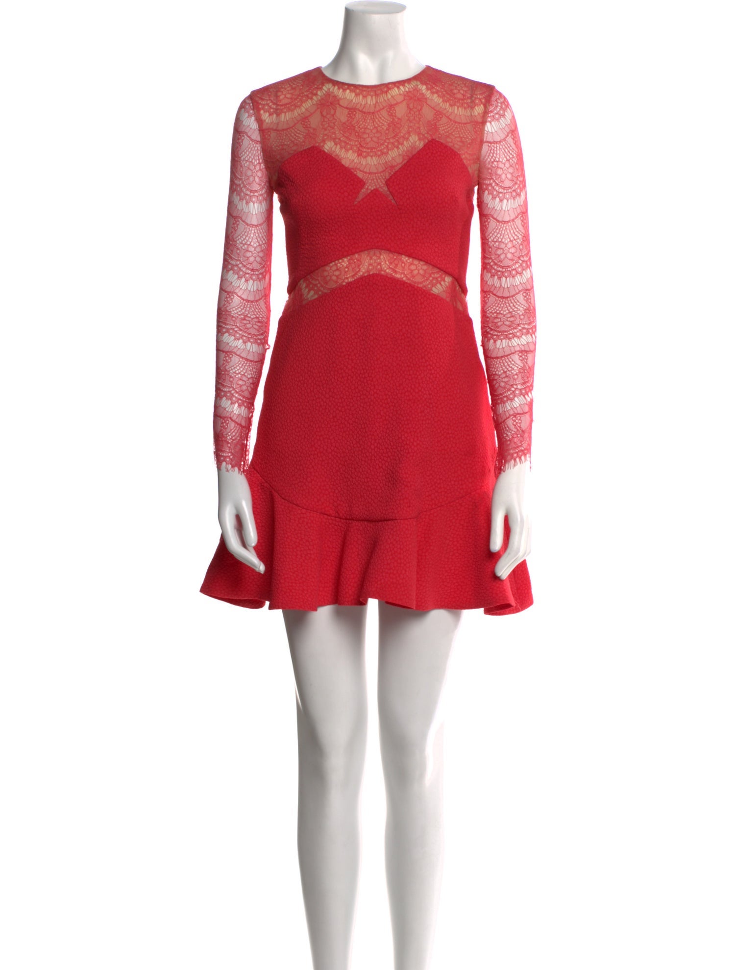 Three Floor Lace Pattern Mini Dress