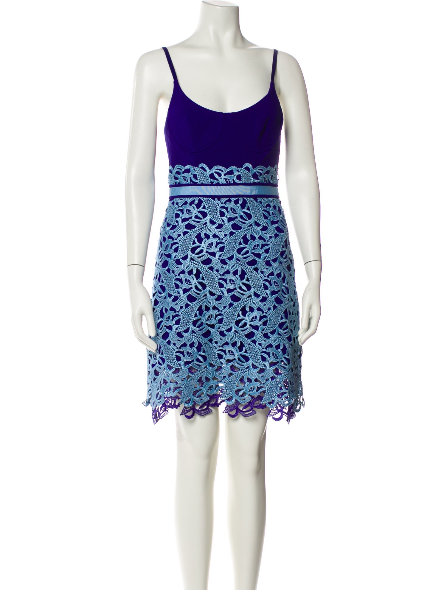 Three Floor Lace Pattern Mini Dress