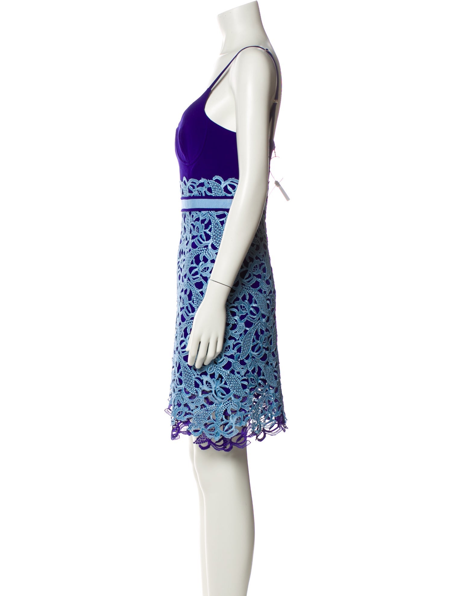 Three Floor Lace Pattern Mini Dress