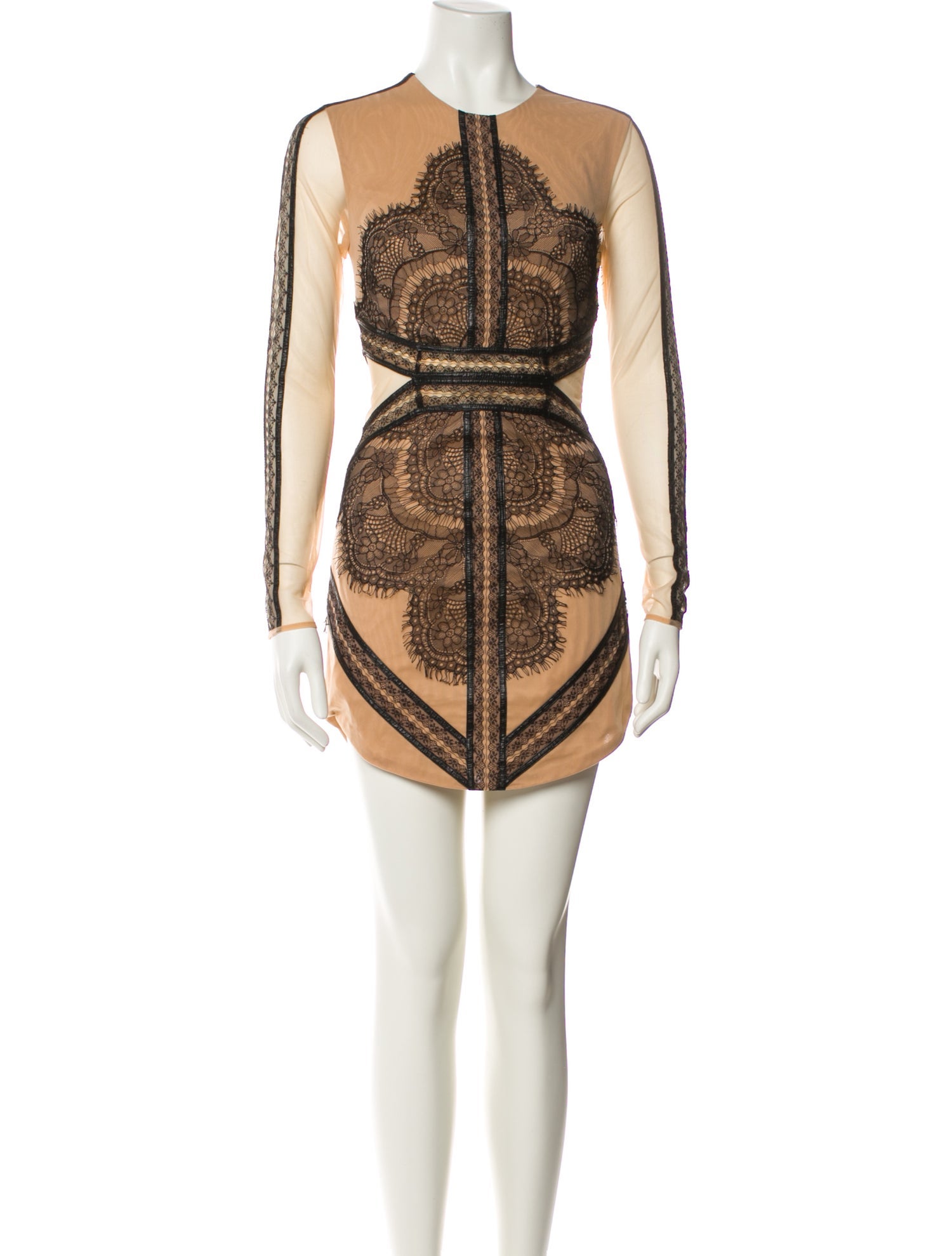 Three Floor Lace Pattern Mini Dress