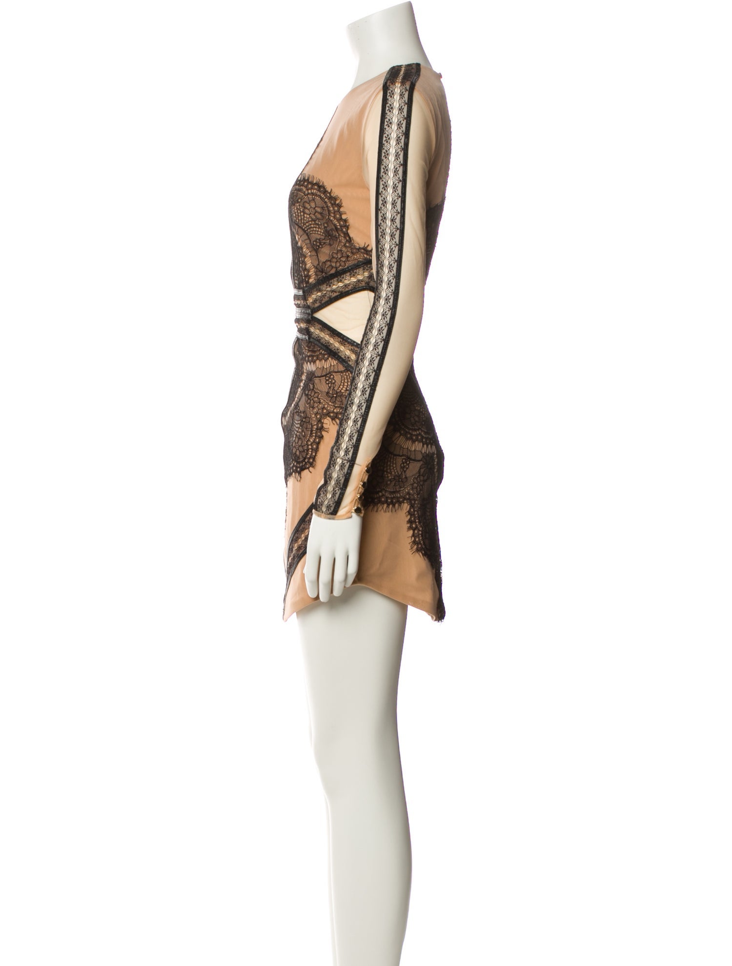 Three Floor Lace Pattern Mini Dress