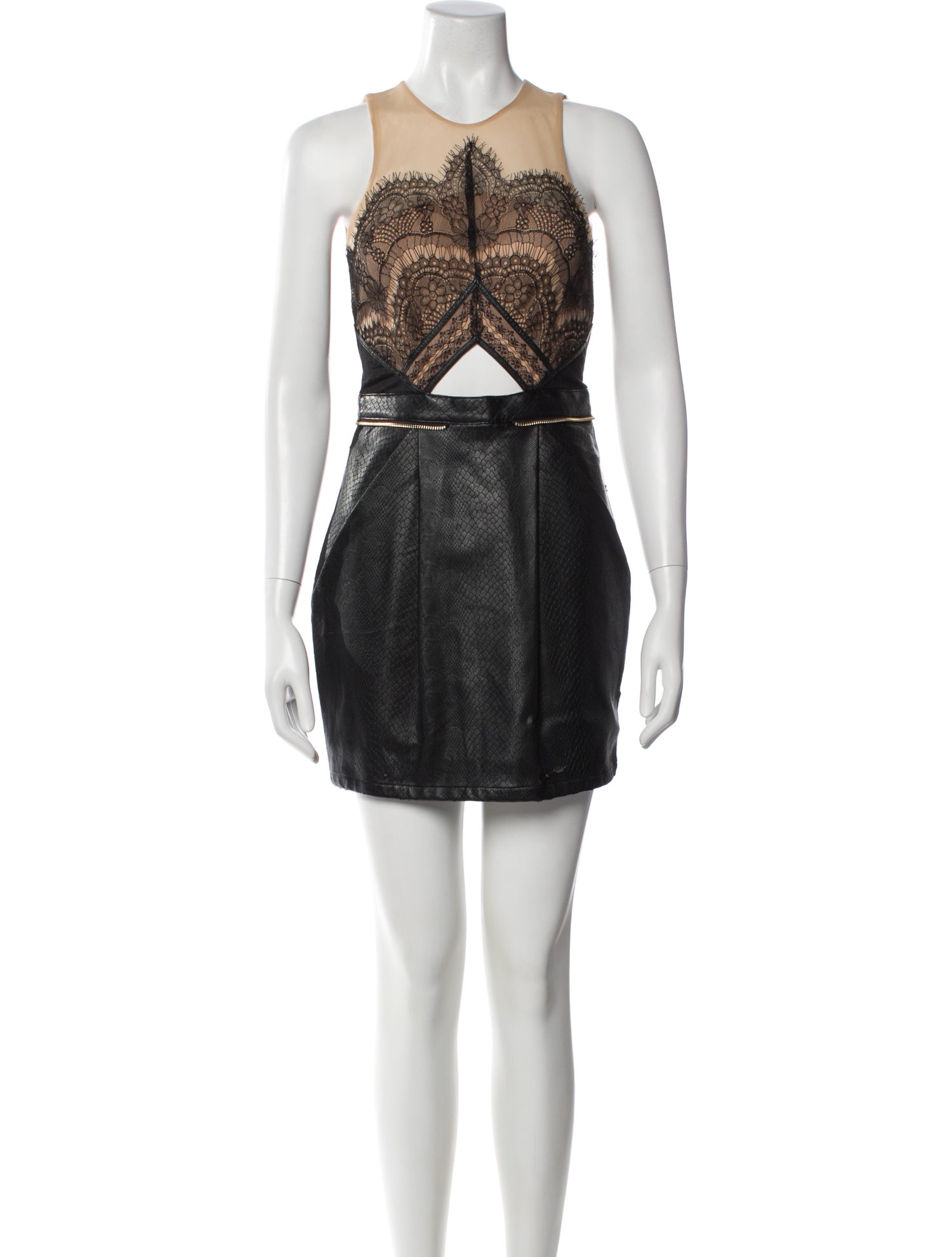 Three Floor Lace Pattern Mini Dress