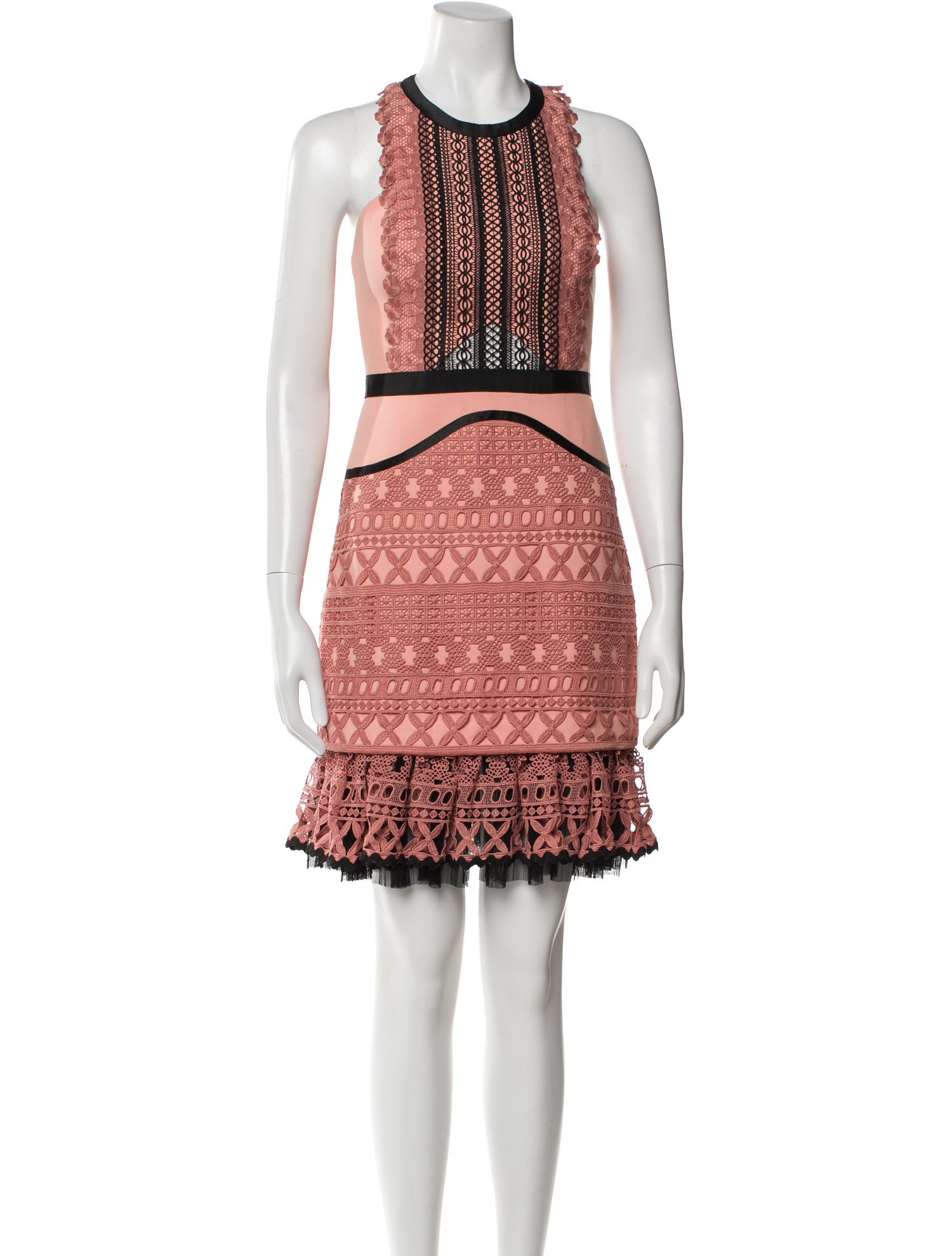 Three Floor Lace Pattern Mini Dress