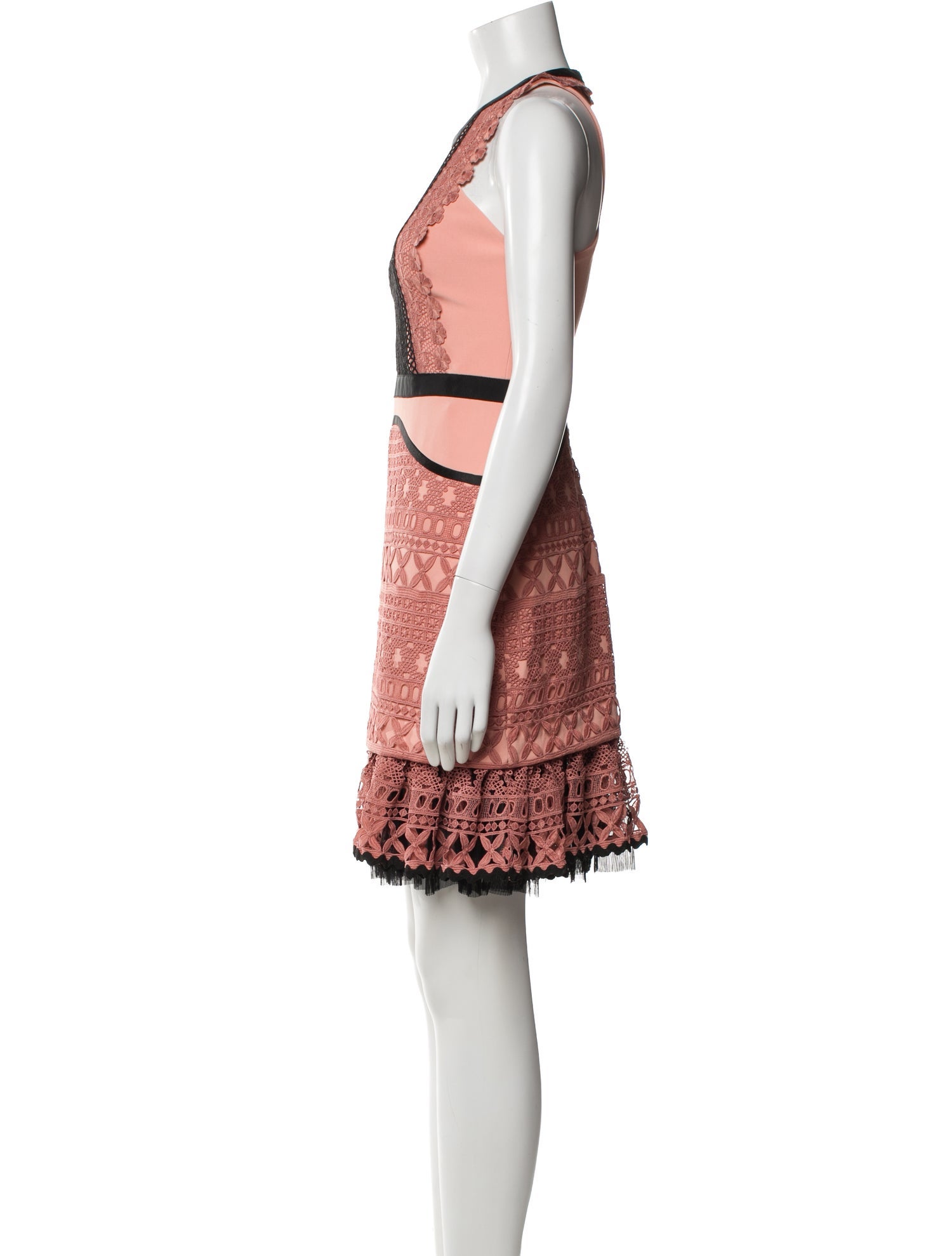 Three Floor Lace Pattern Mini Dress