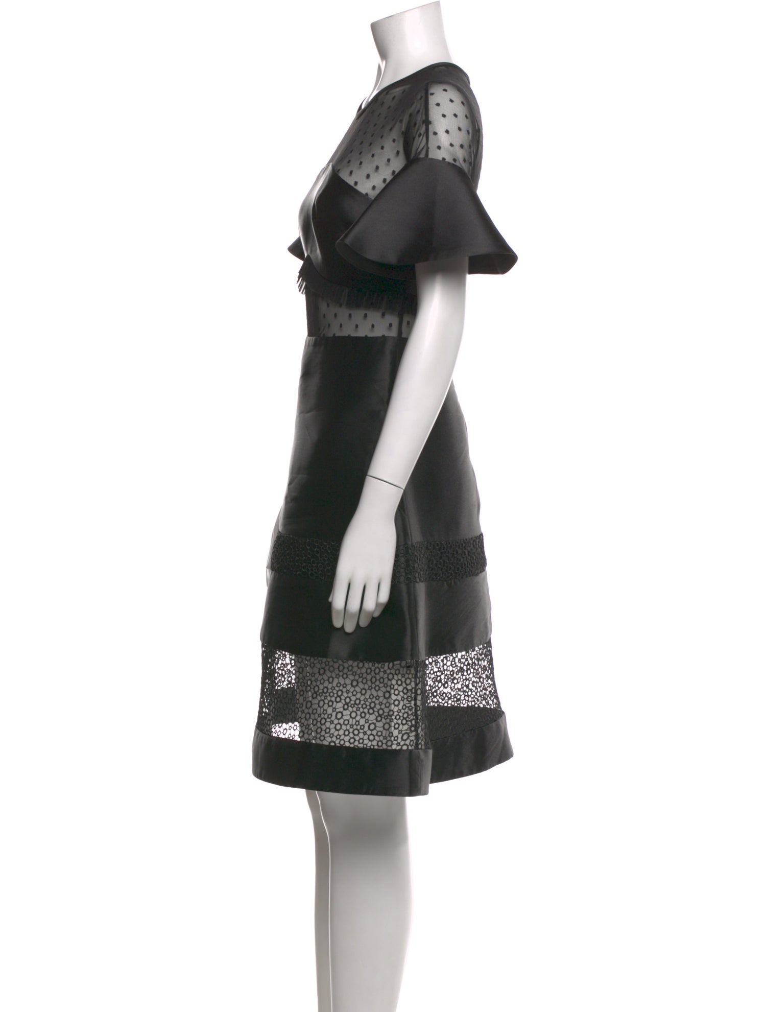 Three Floor Polka Dot Print Knee-Length Dress