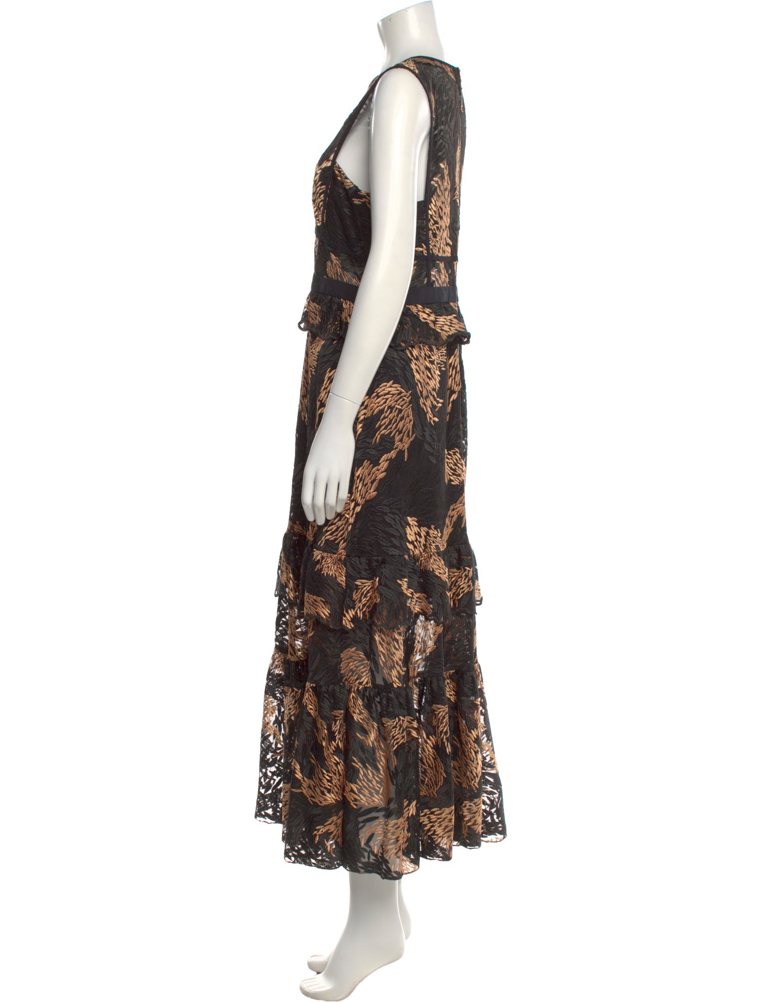 Three Floor Floral Print Long Dress