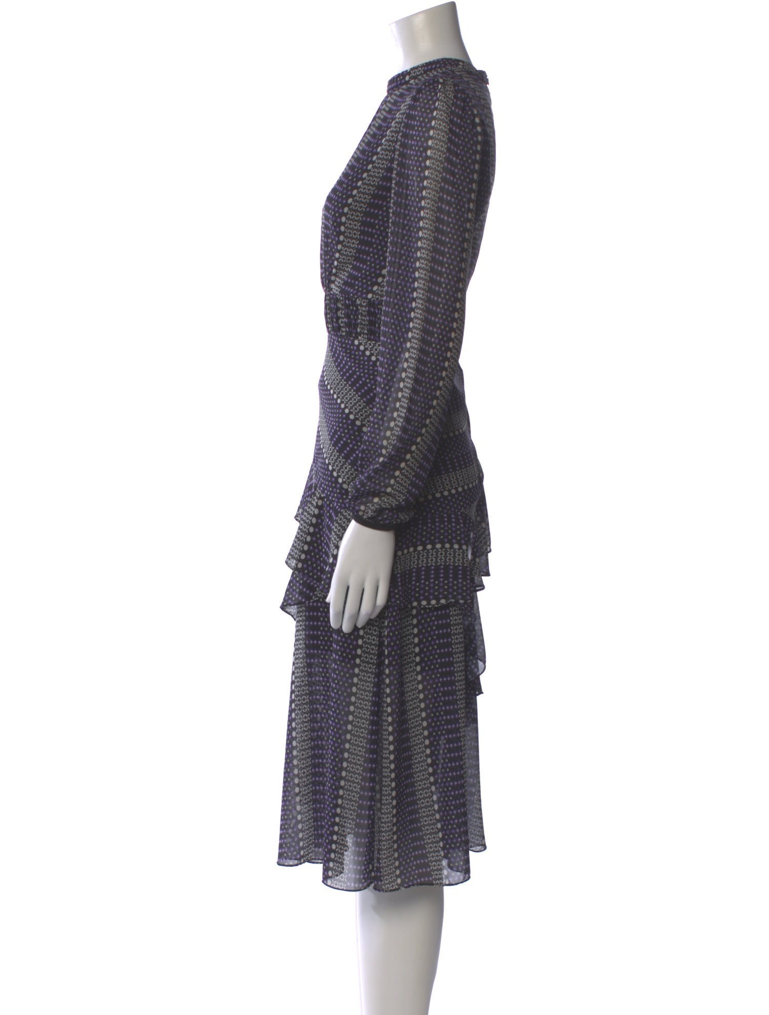 Three Floor Printed Midi Length Dress