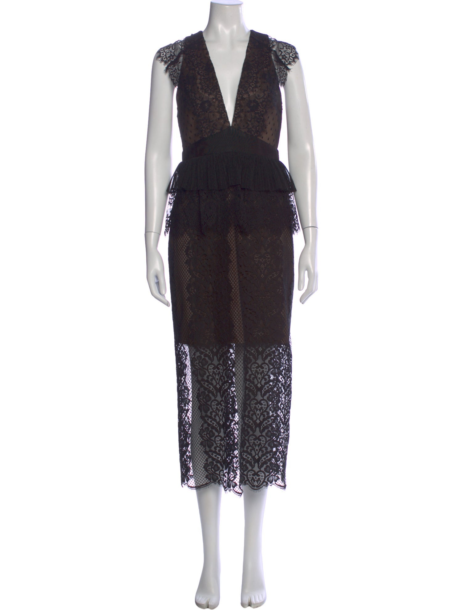 Three Floor Lace Pattern Long Dress