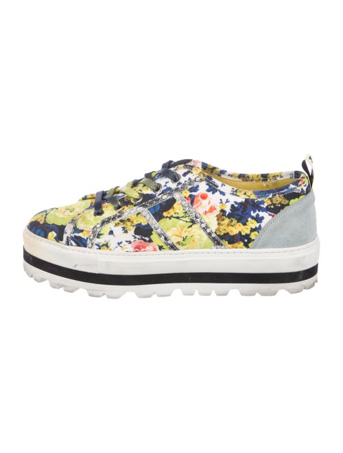 Msgm Floral Platform Sneakers Chartreuse