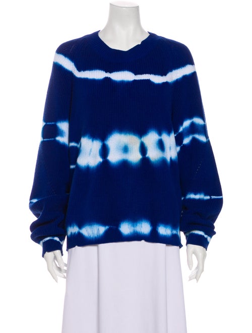 Msgm Tie-Dye Print Crew Neck Sweater Blue