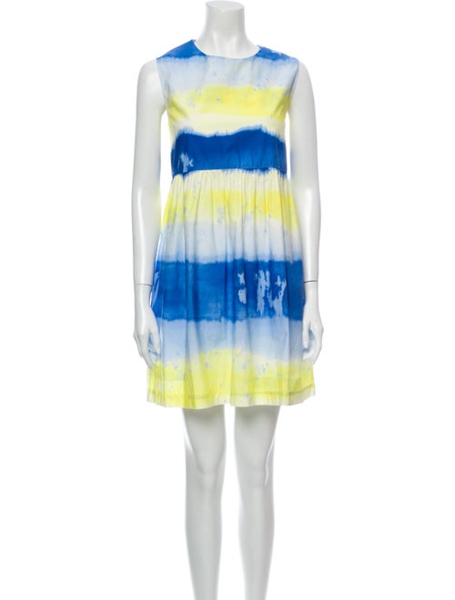 Msgm Tie-Dye Print Mini Dress Blue