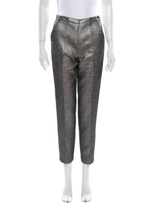 Msgm Printed Straight Leg Pants Metallic