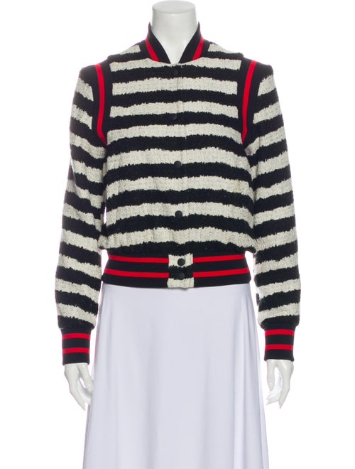 Msgm Striped Bomber Jacket Black