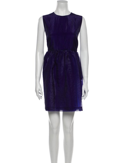 Msgm Crew Neck Mini Dress Purple