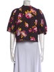 MSGM Floral Print Mock Neck Crop Top