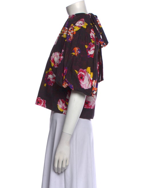 MSGM Floral Print Mock Neck Crop Top