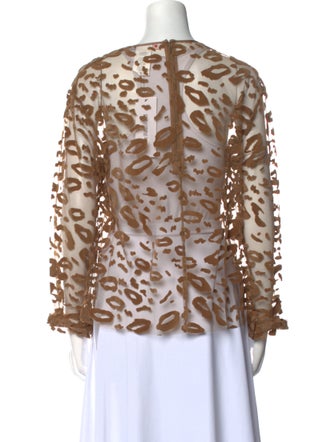 MSGM Animal Print Crew Neck Blouse