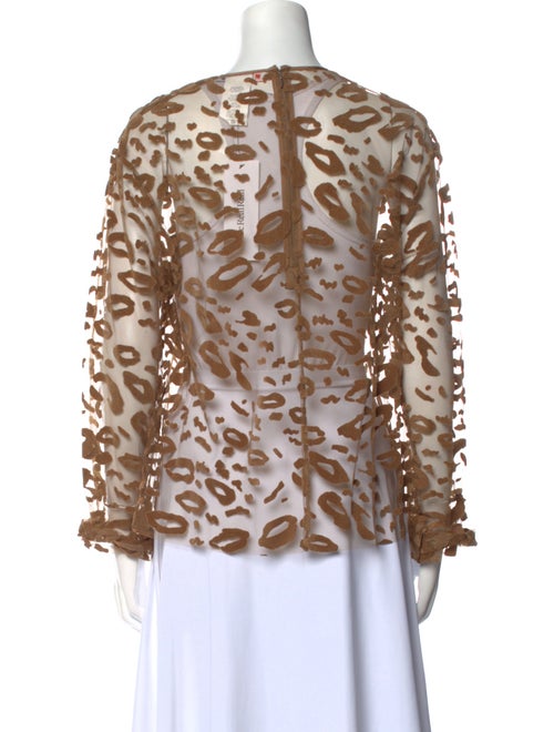 MSGM Animal Print Crew Neck Blouse