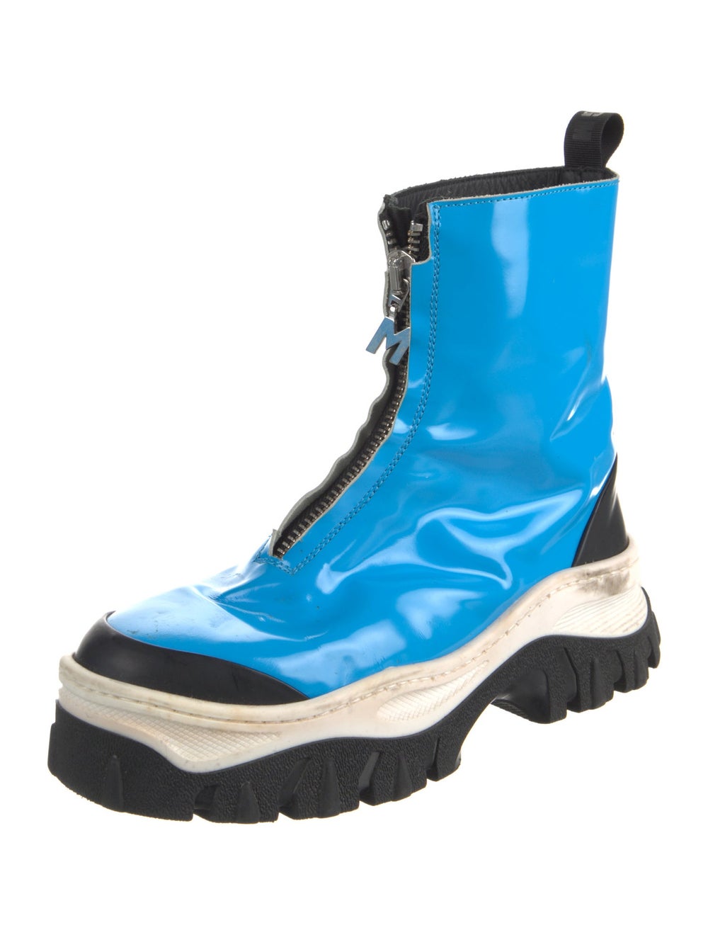 Msgm Leather Gladiator Sandals Blue Patterned Pla… - image 2