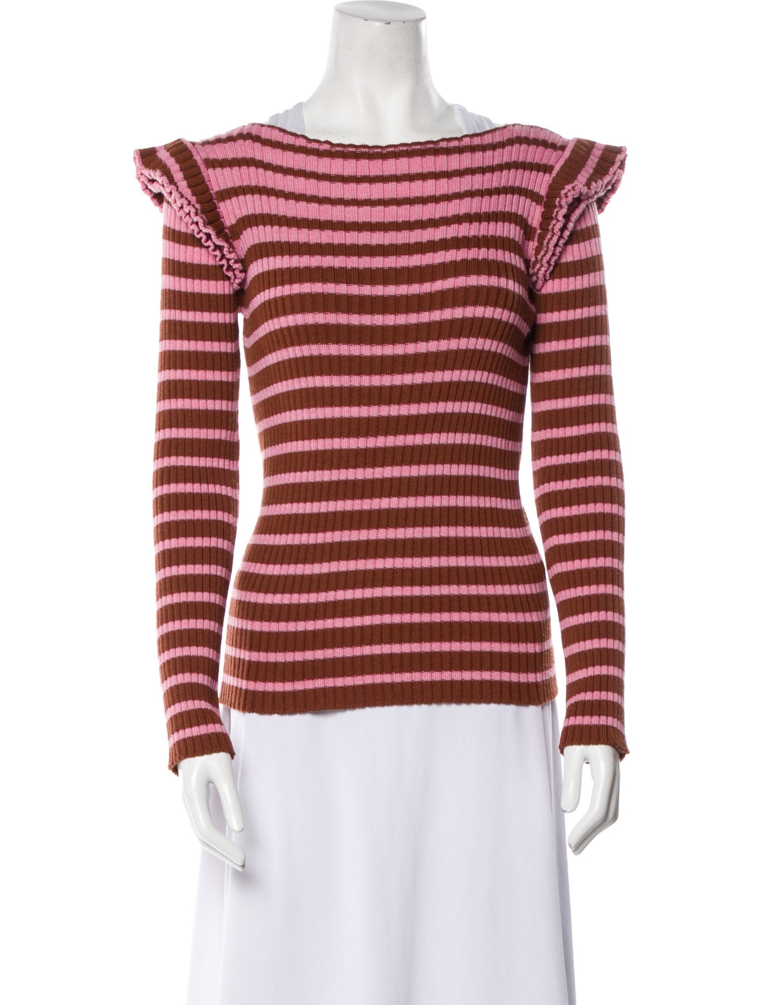 MSGM Striped Bateau Neckline Sweater