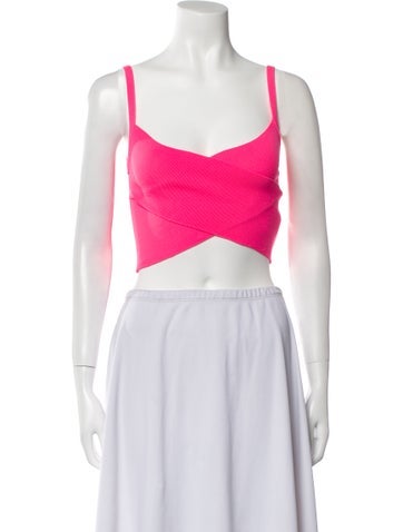 Msgm Tops Square Neckline Sleeveless Crop Top M
