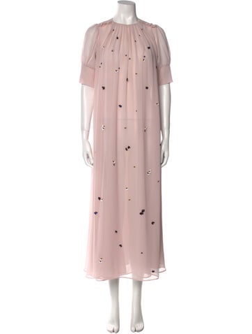 Pre-owned Msgm Printed Long Dress In Pink