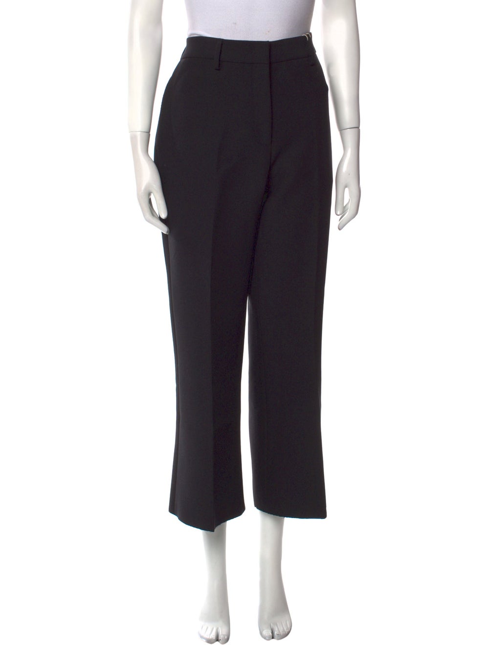 Msgm Wide Leg Pants Black Cropped with High-Rise - image 1