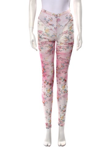 Msgm Pants Floral Print Skinny Leg Us2, It38 | XS