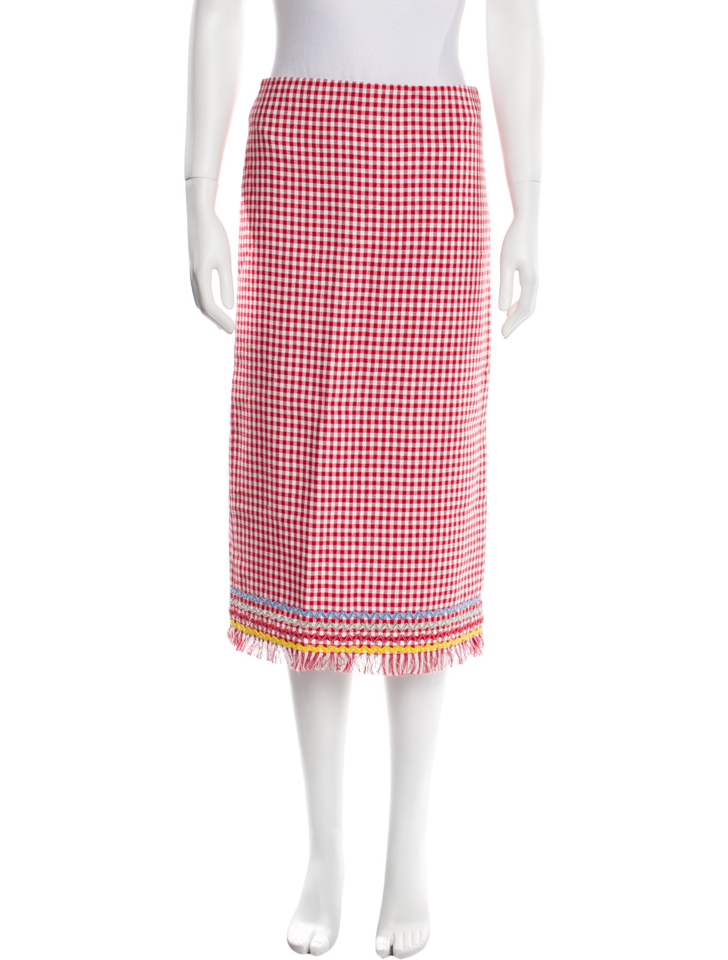 MSGM Plaid Print Midi Length Skirt