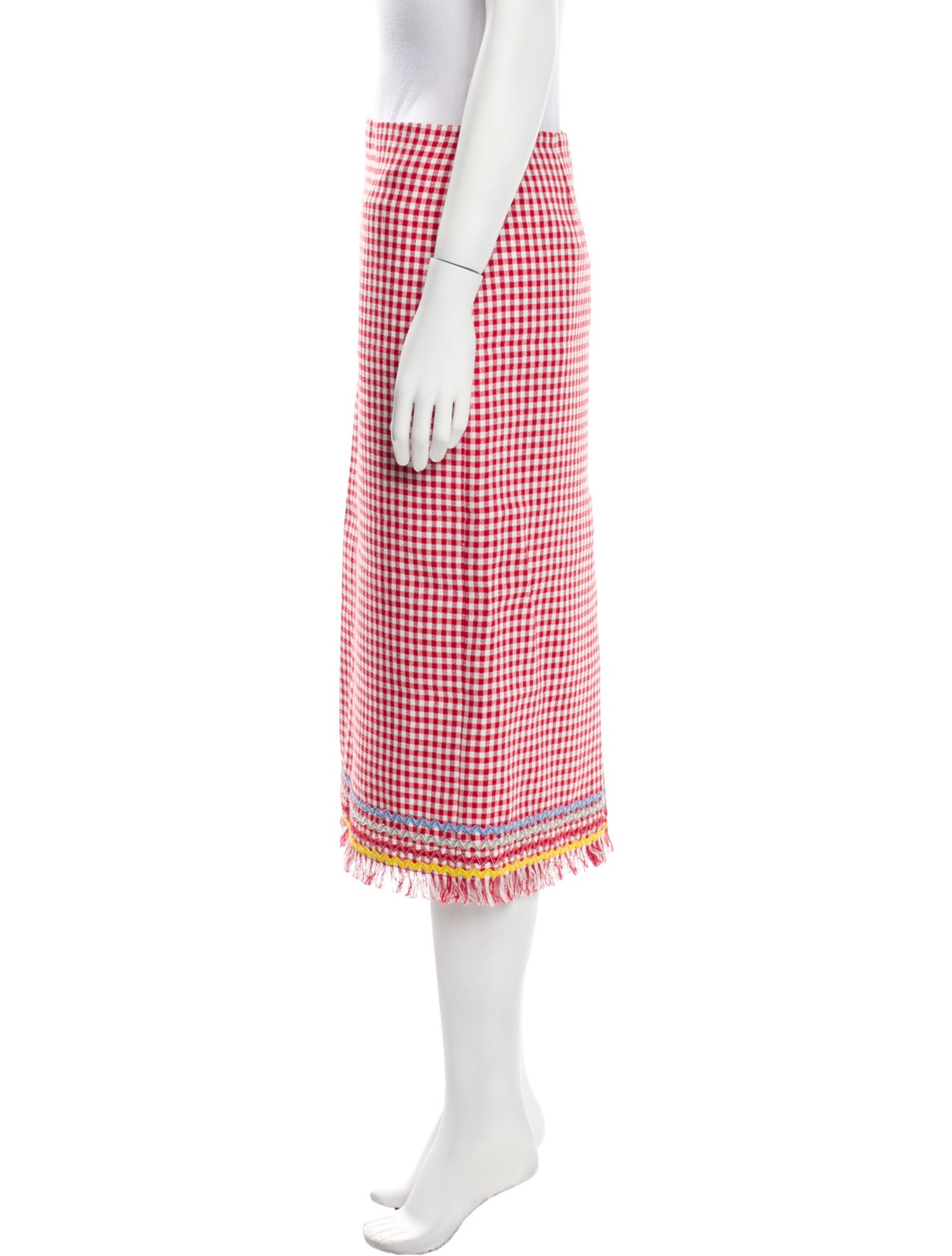 MSGM Plaid Print Midi Length Skirt