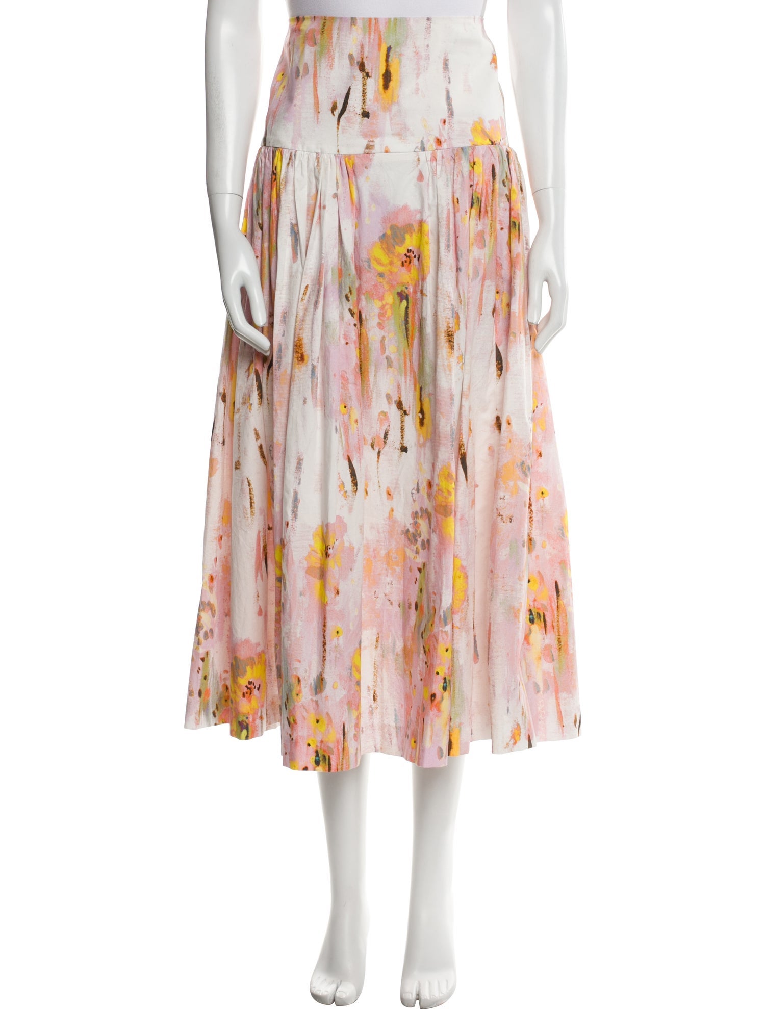 MSGM Floral Print Midi Length Skirt