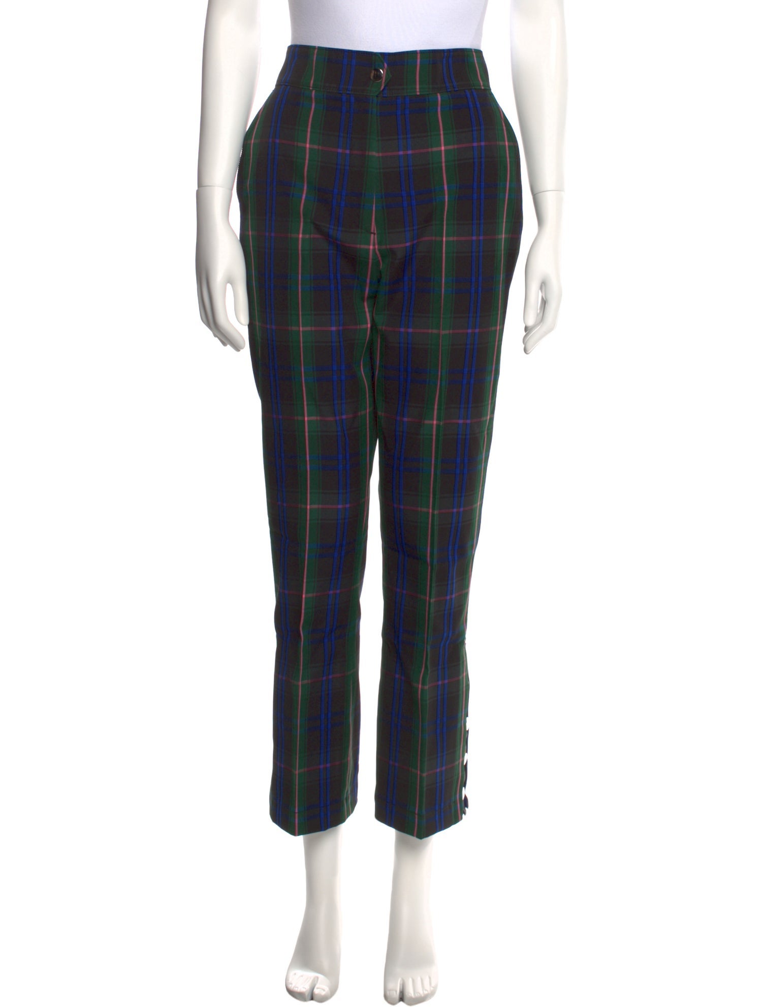 MSGM Plaid Print Wide Leg Pants