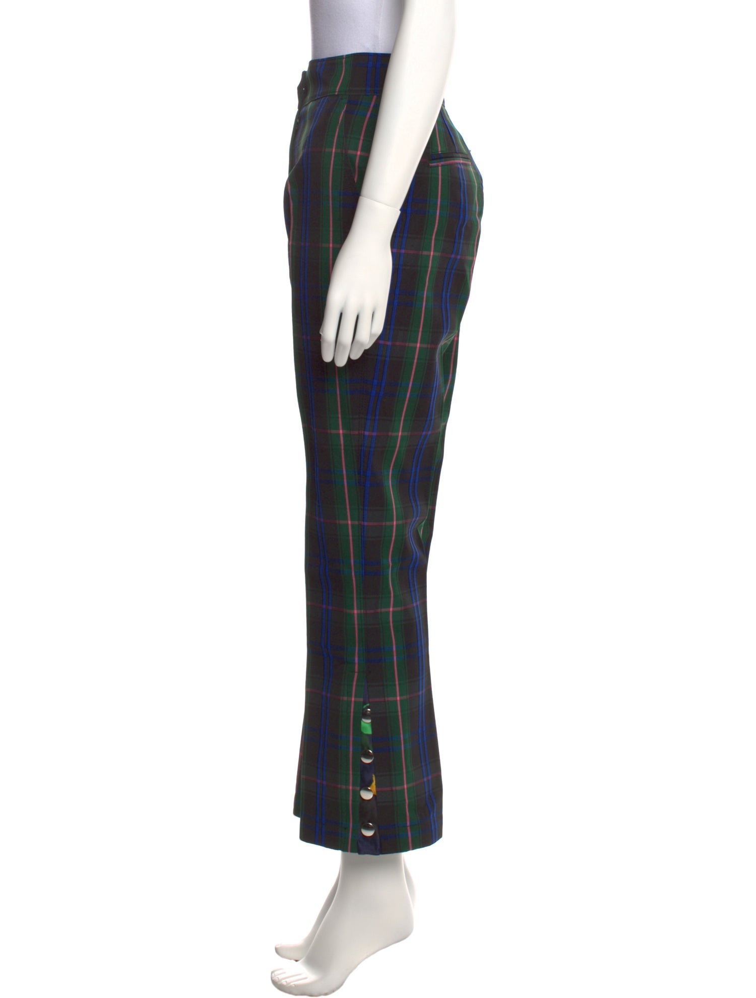 MSGM Plaid Print Wide Leg Pants