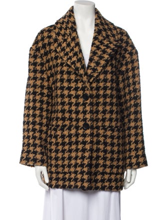 MSGM Virgin Wool Houndstooth Print Coat