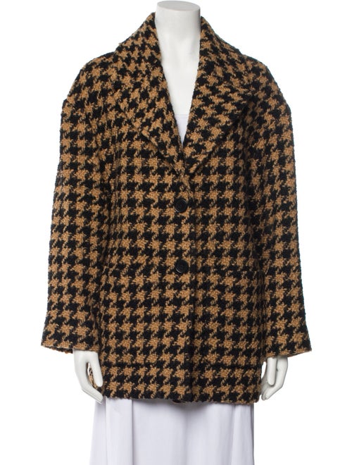 MSGM Virgin Wool Houndstooth Print Coat