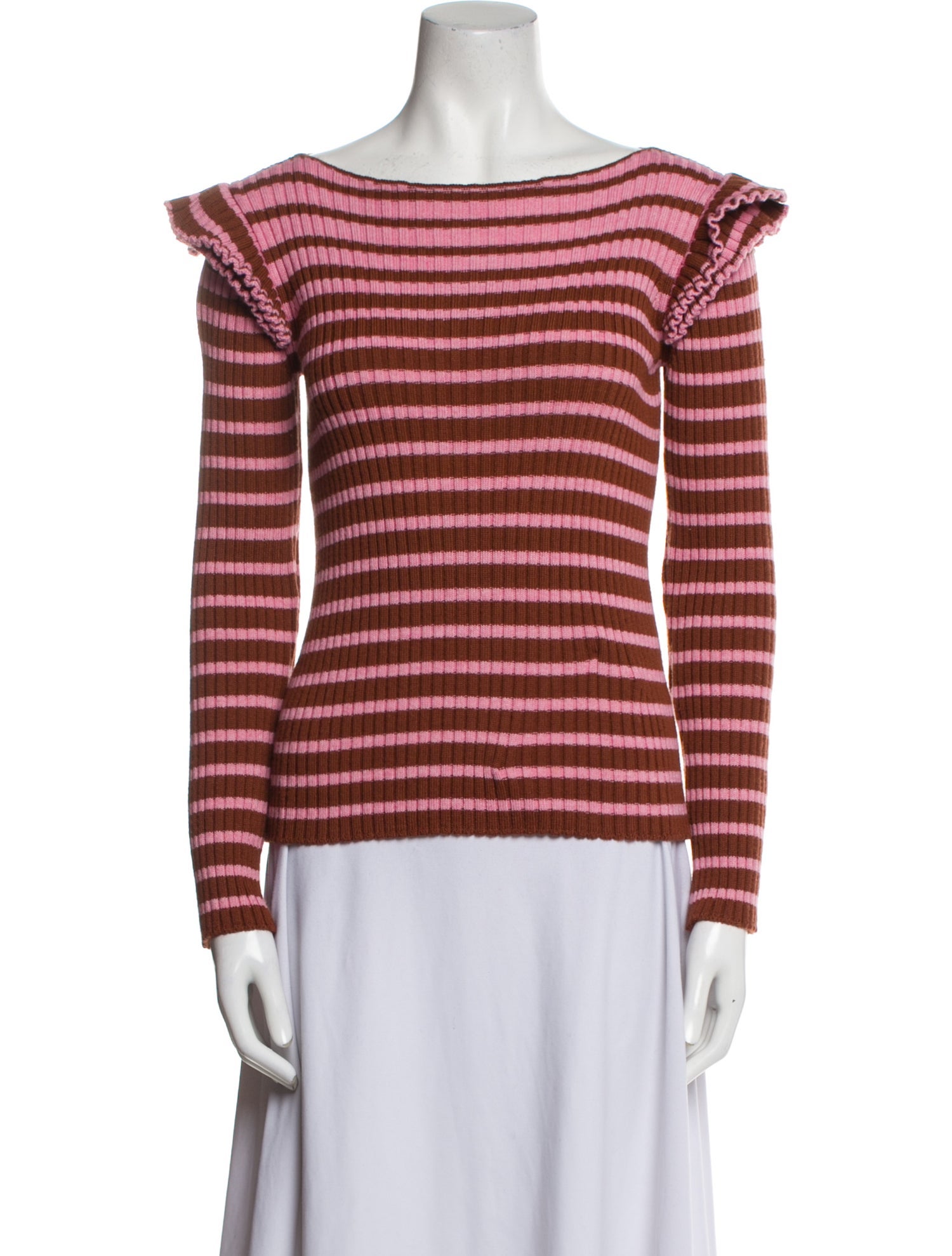 MSGM Striped Bateau Neckline Sweater