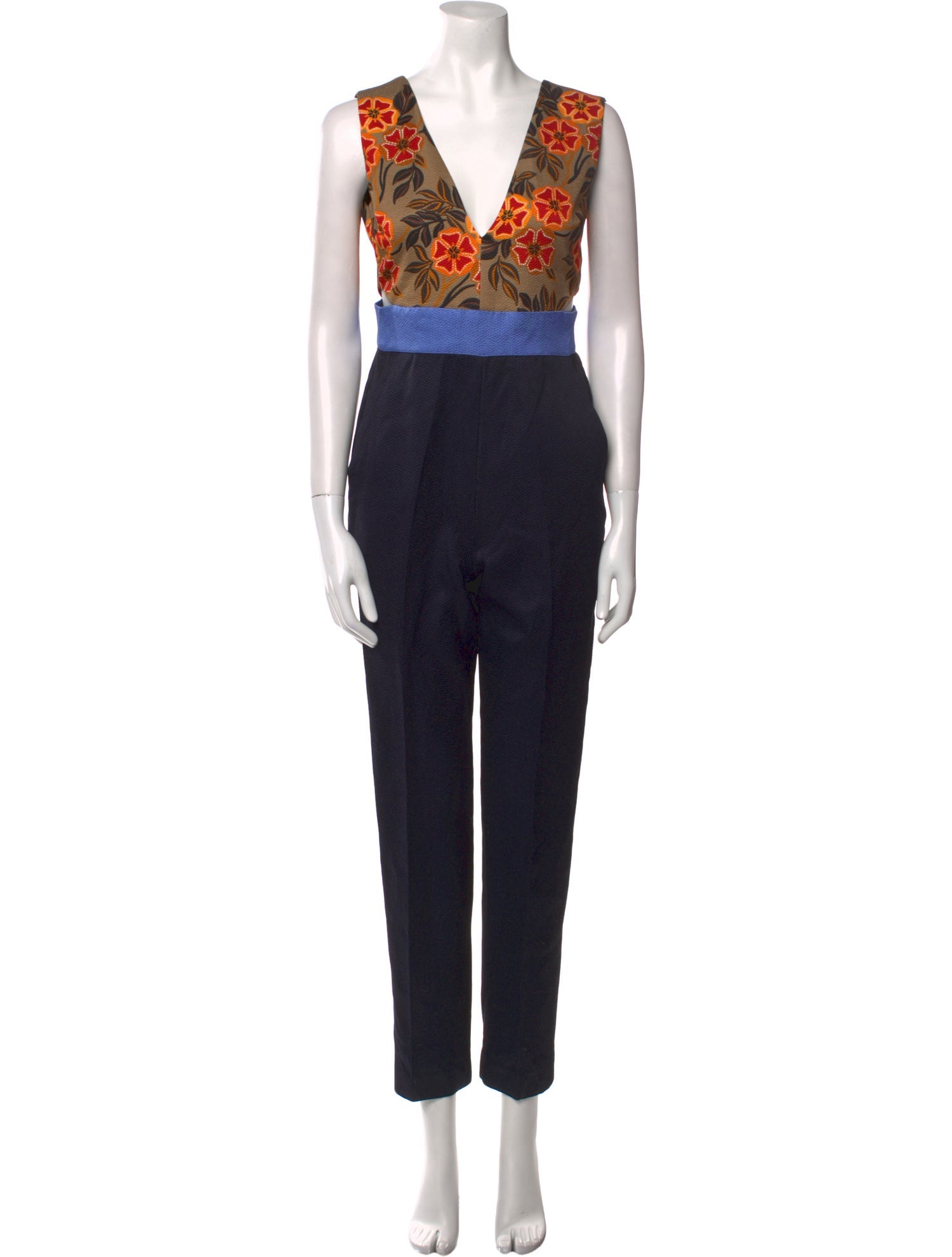 MSGM Floral Print V-Neck Jumpsuit