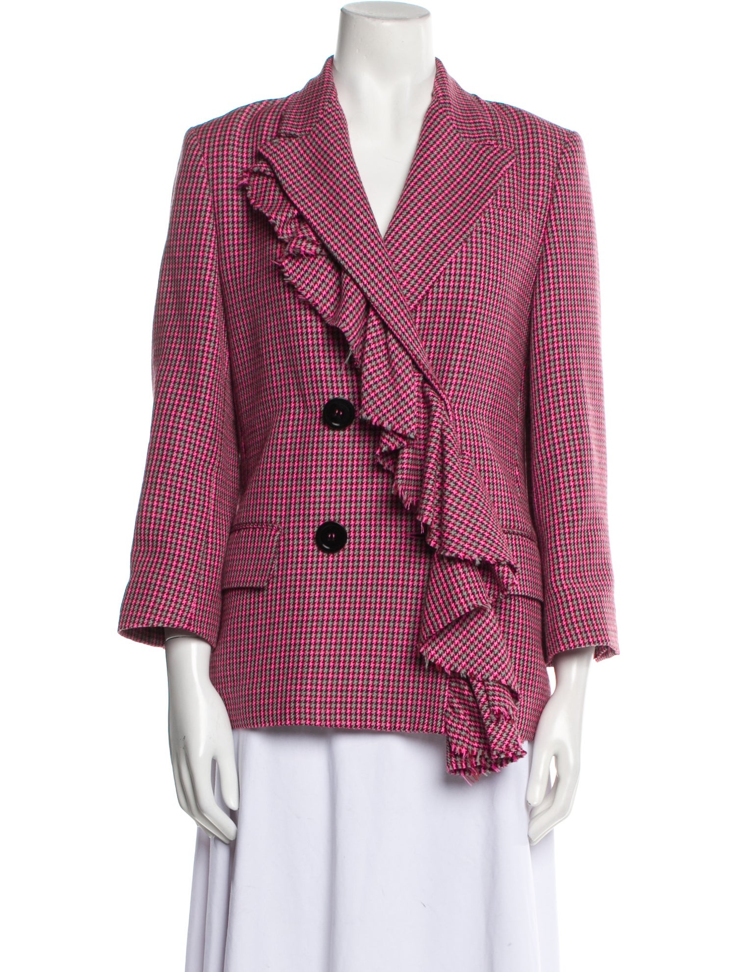 MSGM Virgin Wool Tweed Pattern Blazer