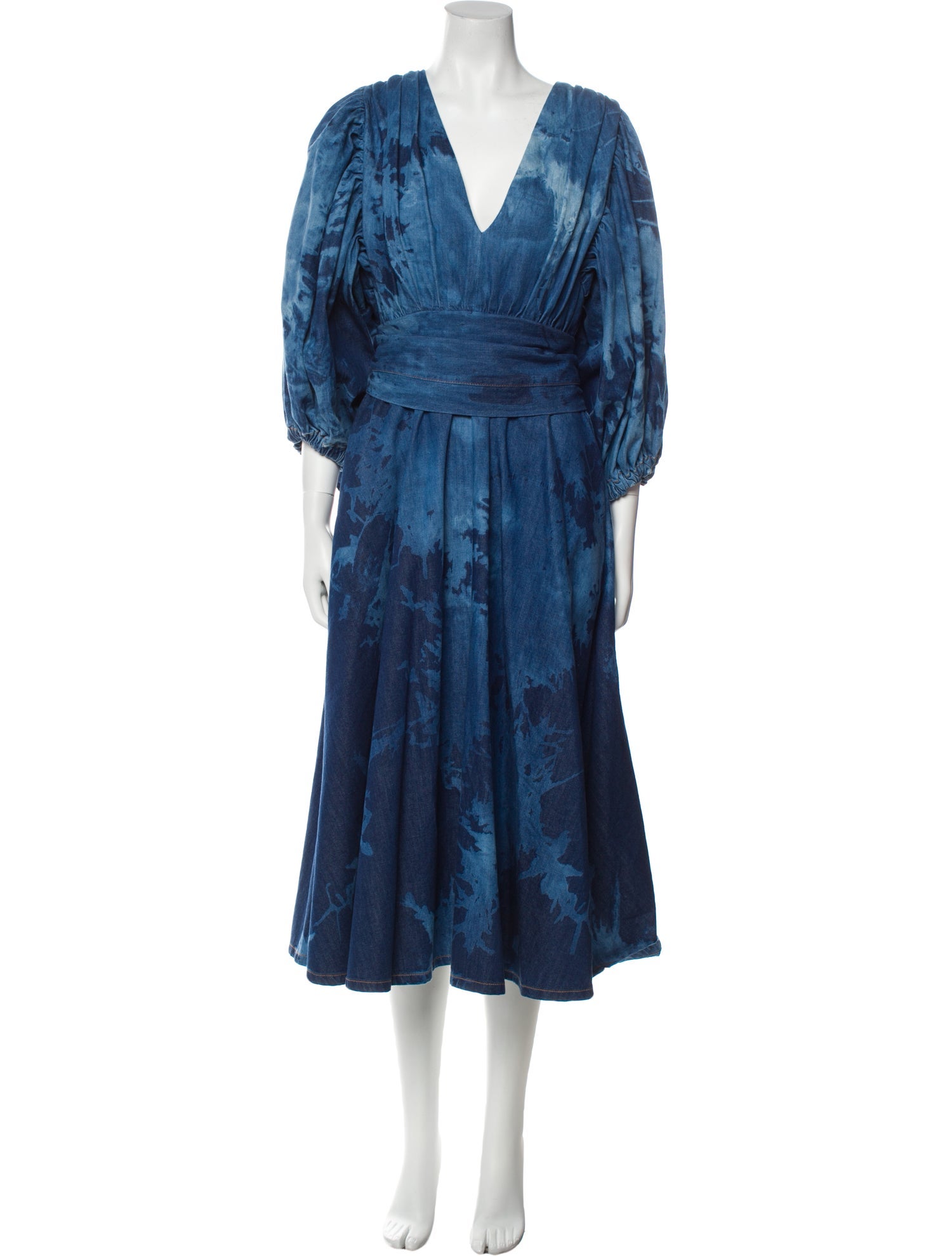 MSGM V-Neck Long Dress w/ Tags - Blue Dresses, Clothing