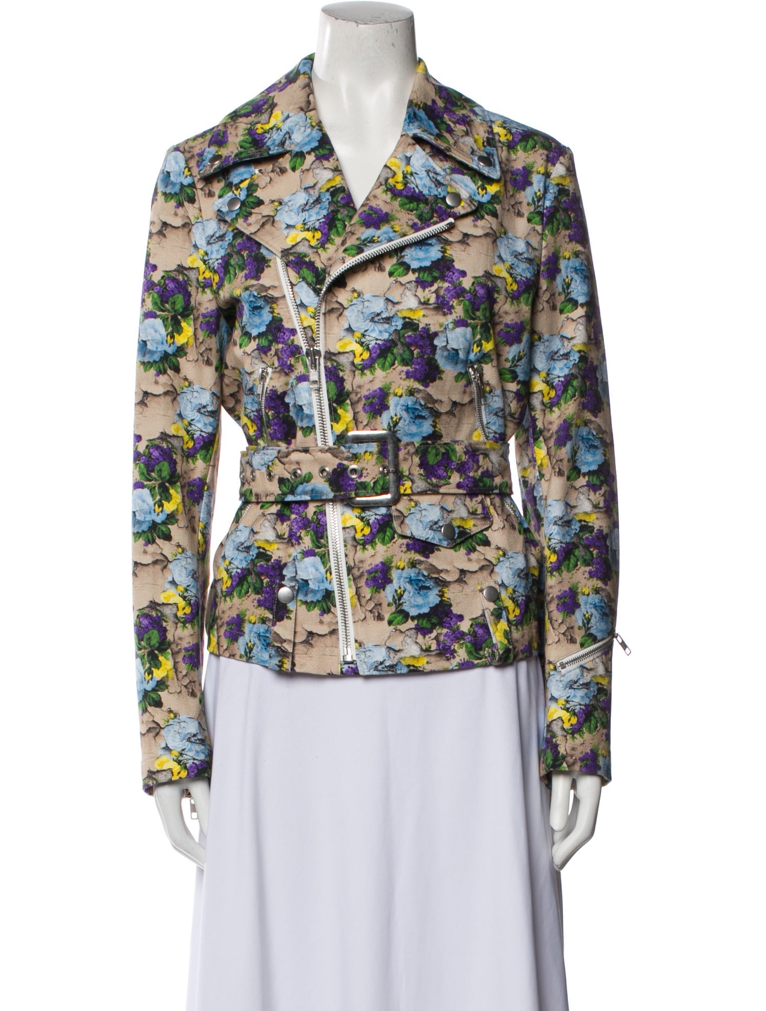 MSGM Floral Print Biker Jacket
