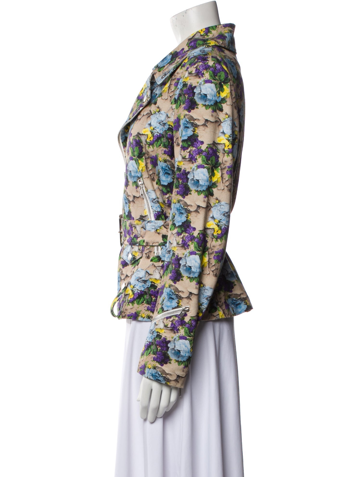 MSGM Floral Print Biker Jacket