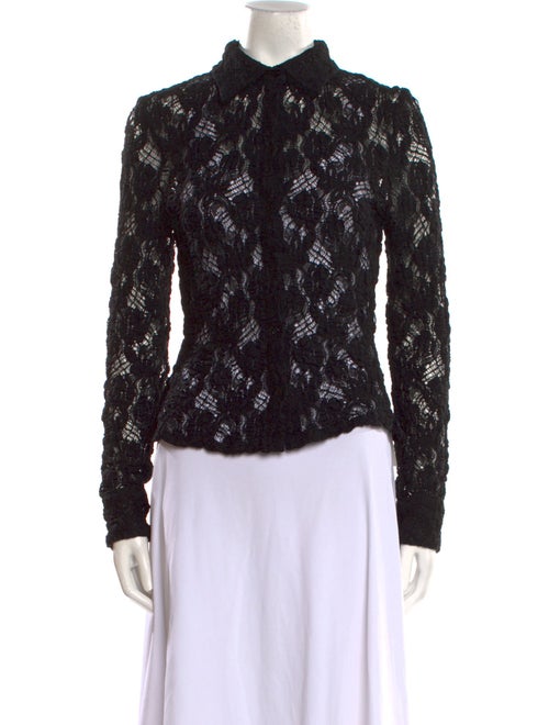 MSGM Lace Pattern Long Sleeve Button-Up Top
