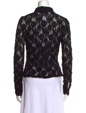MSGM Lace Pattern Long Sleeve Button-Up Top