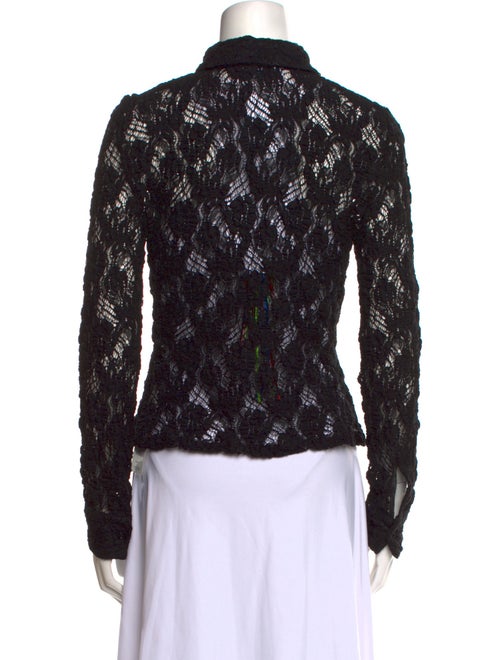 MSGM Lace Pattern Long Sleeve Button-Up Top