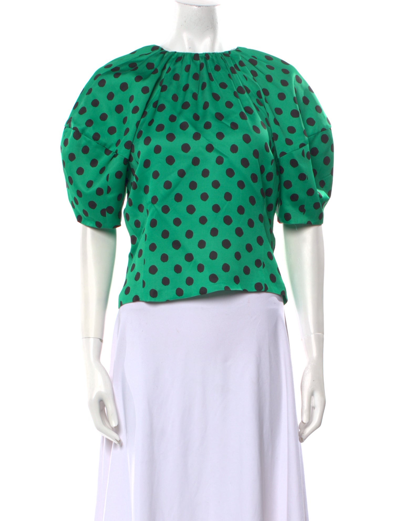MSGM Polka Dot Print Crew Neck Crop Top