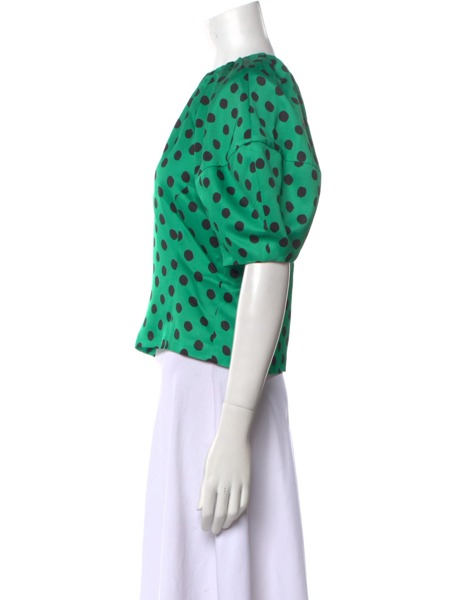 MSGM Polka Dot Print Crew Neck Crop Top