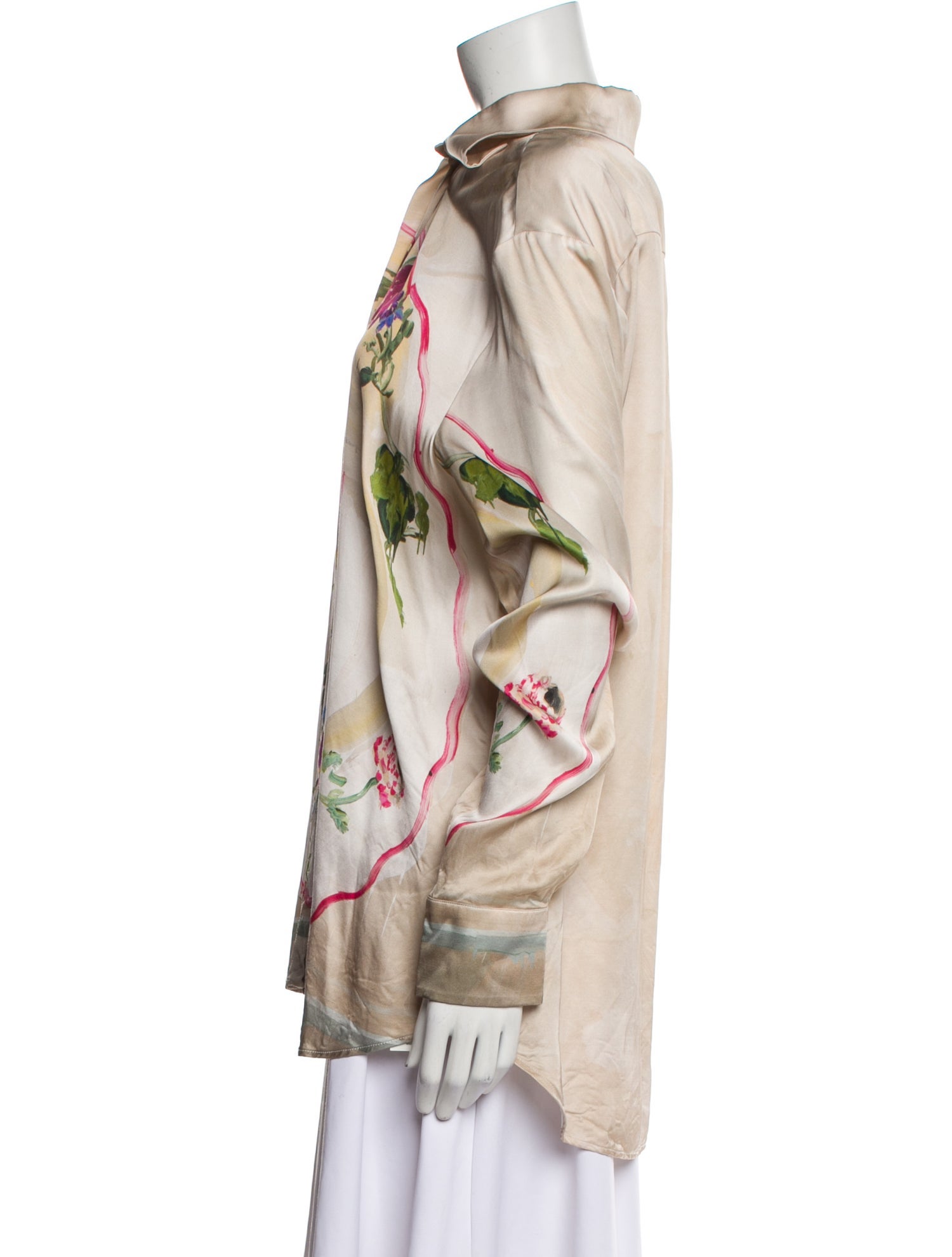 MSGM Floral Print Long Sleeve Button-Up Top w/ Tags